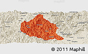 Political Panoramic Map of Nanjing, shaded relief outside