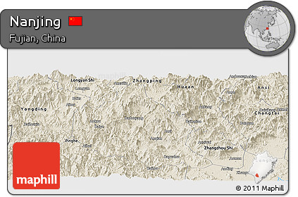 Shaded Relief Panoramic Map of Nanjing