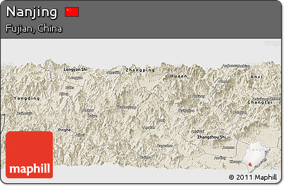 Shaded Relief Panoramic Map of Nanjing