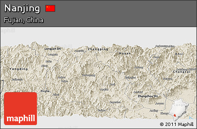 Shaded Relief Panoramic Map of Nanjing