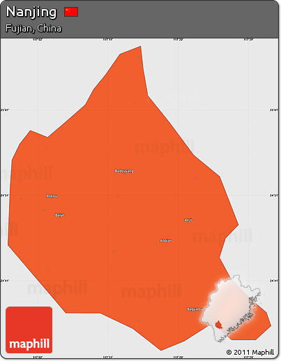 Political Simple Map of Nanjing, single color outside