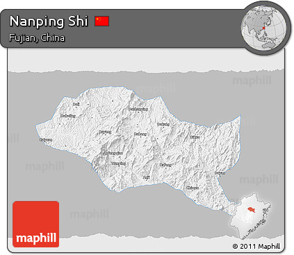 Gray 3D Map of Nanping Shi, single color outside