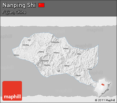 Gray 3D Map of Nanping Shi, single color outside