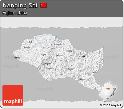 Gray 3D Map of Nanping Shi, single color outside