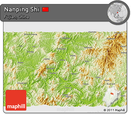 Physical 3D Map of Nanping Shi