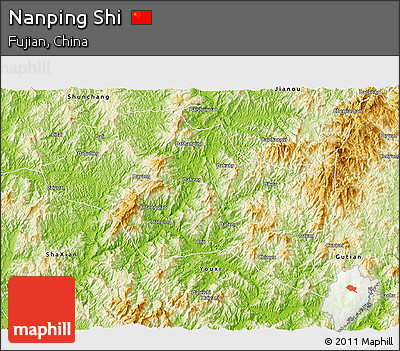 Physical 3D Map of Nanping Shi