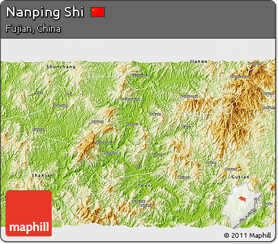 Physical 3D Map of Nanping Shi