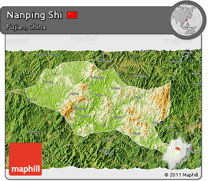 Physical 3D Map of Nanping Shi, satellite outside