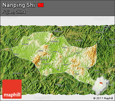 Physical 3D Map of Nanping Shi, satellite outside