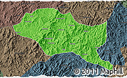 Political 3D Map of Nanping Shi, darken, semi-desaturated