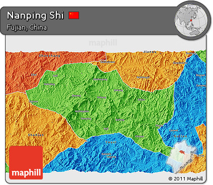 Political 3D Map of Nanping Shi