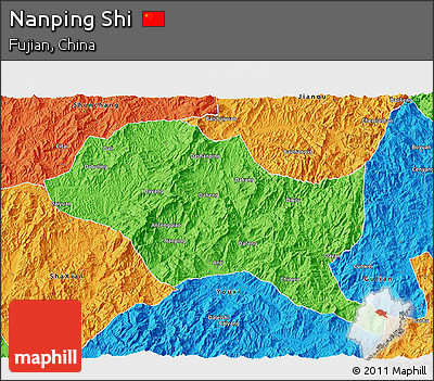 Political 3D Map of Nanping Shi
