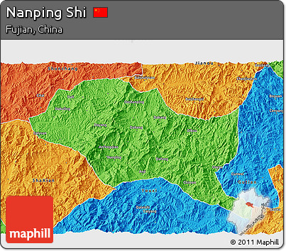Political 3D Map of Nanping Shi