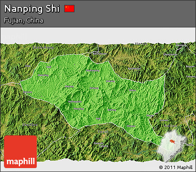 Political 3D Map of Nanping Shi, satellite outside