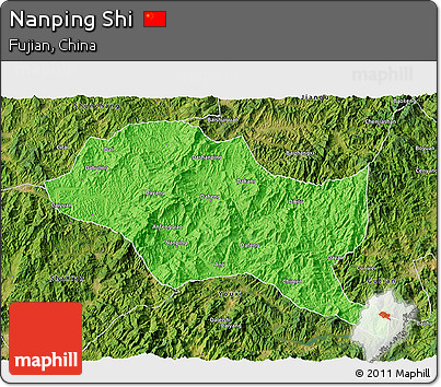Political 3D Map of Nanping Shi, satellite outside