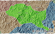Political 3D Map of Nanping Shi, semi-desaturated
