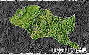 Satellite 3D Map of Nanping Shi, darken, desaturated