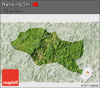 Satellite 3D Map of Nanping Shi, lighten