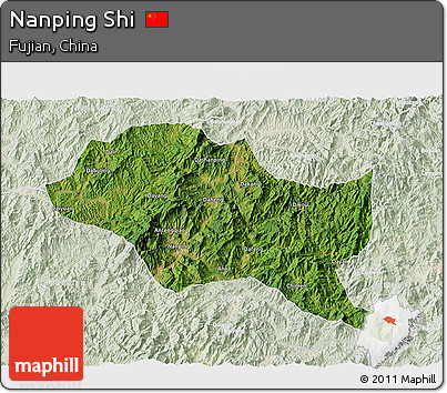 Satellite 3D Map of Nanping Shi, lighten