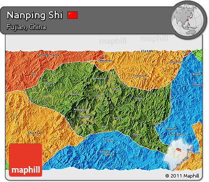 Satellite 3D Map of Nanping Shi, political outside