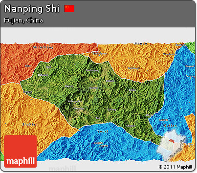 Satellite 3D Map of Nanping Shi, political outside