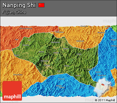Satellite 3D Map of Nanping Shi, political outside