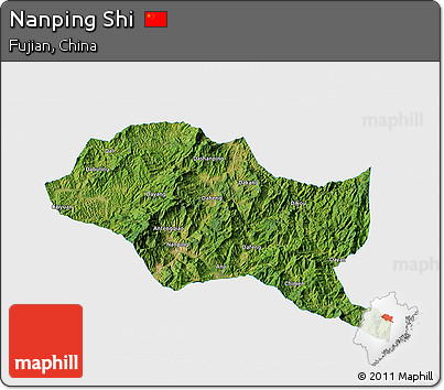 Satellite 3D Map of Nanping Shi, single color outside