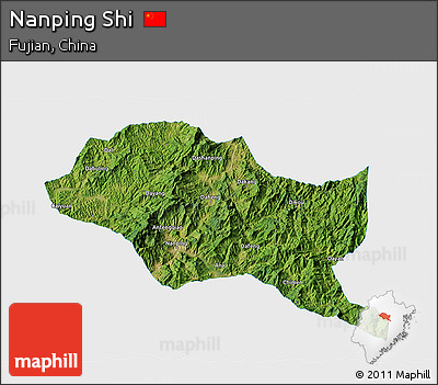 Satellite 3D Map of Nanping Shi, single color outside