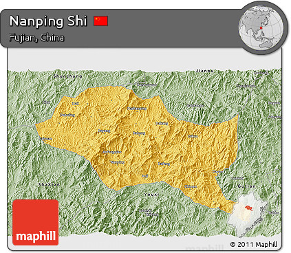 Savanna Style 3D Map of Nanping Shi