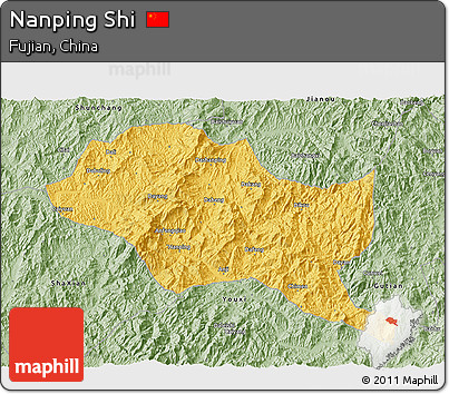 Savanna Style 3D Map of Nanping Shi