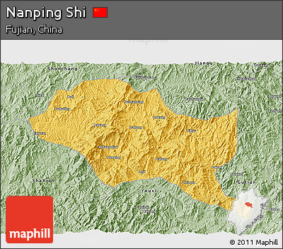 Savanna Style 3D Map of Nanping Shi