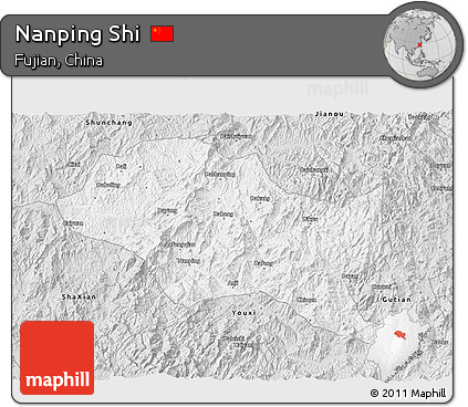 Silver Style 3D Map of Nanping Shi