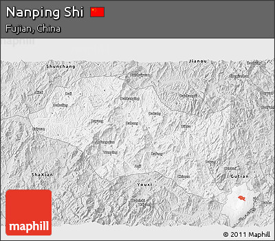 Silver Style 3D Map of Nanping Shi