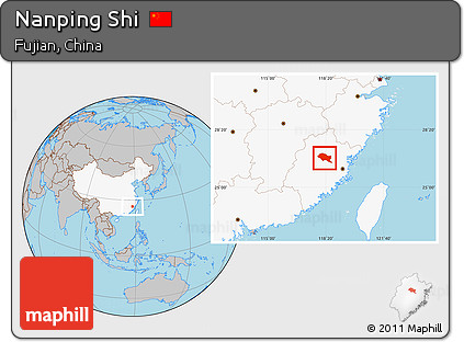 Gray Location Map of Nanping Shi, highlighted country