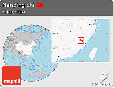 Gray Location Map of Nanping Shi, highlighted country