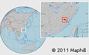 Gray Location Map of Nanping Shi, hill shading