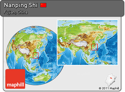 Physical Location Map of Nanping Shi, within the entire country