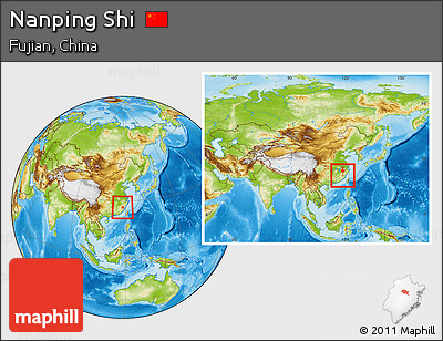 Physical Location Map of Nanping Shi, within the entire country