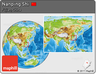 Physical Location Map of Nanping Shi, within the entire country