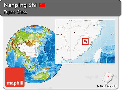 Physical Location Map of Nanping Shi, highlighted country