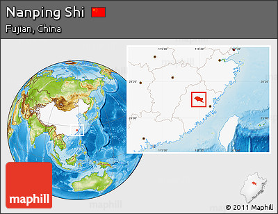 Physical Location Map of Nanping Shi, highlighted country