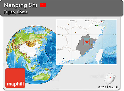 Physical Location Map of Nanping Shi, highlighted country, highlighted parent region