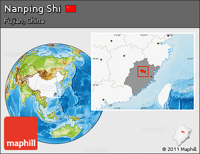 Physical Location Map of Nanping Shi, highlighted country, highlighted parent region