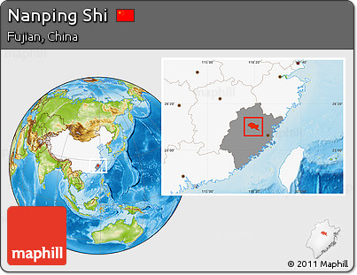 Physical Location Map of Nanping Shi, highlighted country, highlighted parent region
