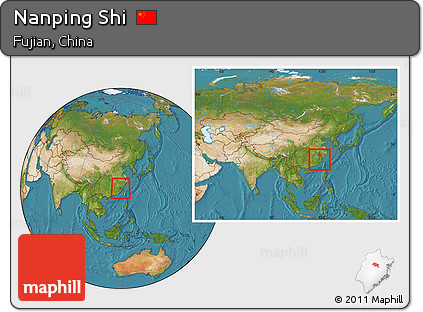 Satellite Location Map of Nanping Shi, within the entire country