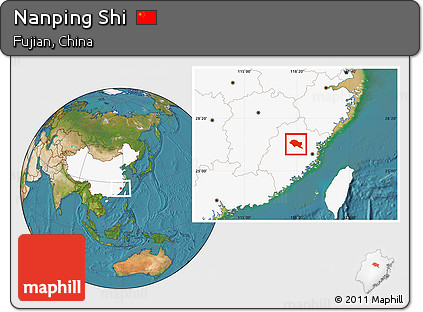 Satellite Location Map of Nanping Shi, highlighted country