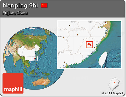 Satellite Location Map of Nanping Shi, highlighted country