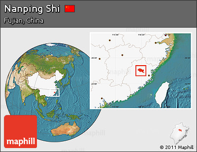 Satellite Location Map of Nanping Shi, highlighted country