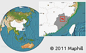 Satellite Location Map of Nanping Shi, highlighted country, highlighted parent region