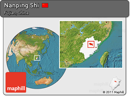 Satellite Location Map of Nanping Shi, highlighted parent region